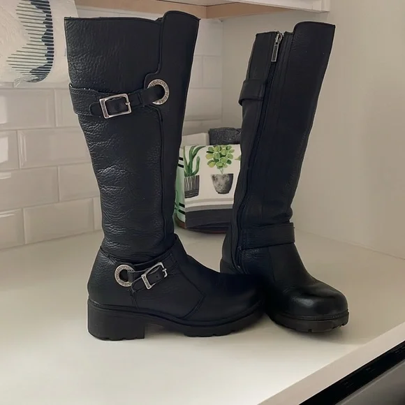 Harley Davidson Womens Boots Tall Twin Strap Sedona Black 85080 Size 6 - Picture 2 of 13